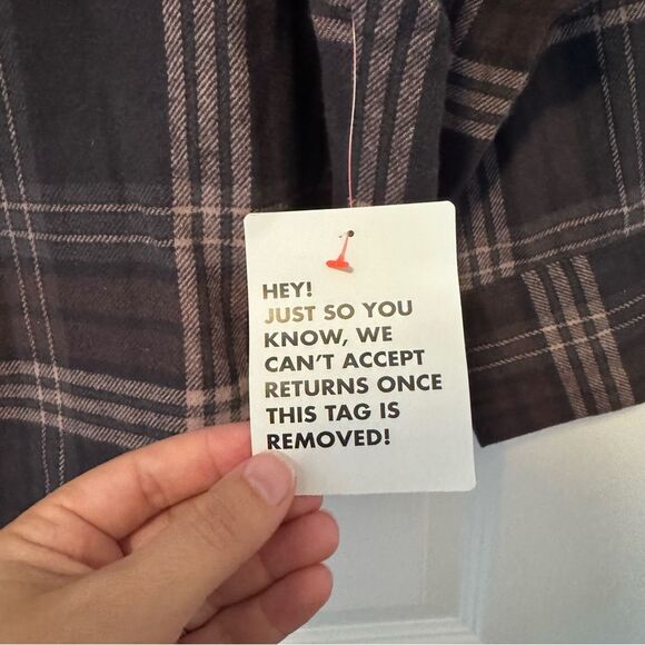 ASOS DESIGN Curve Oversized Flannel Shirt Brown Plaid NEW Size 14 Cotton Shacket - Picture 11 of 11